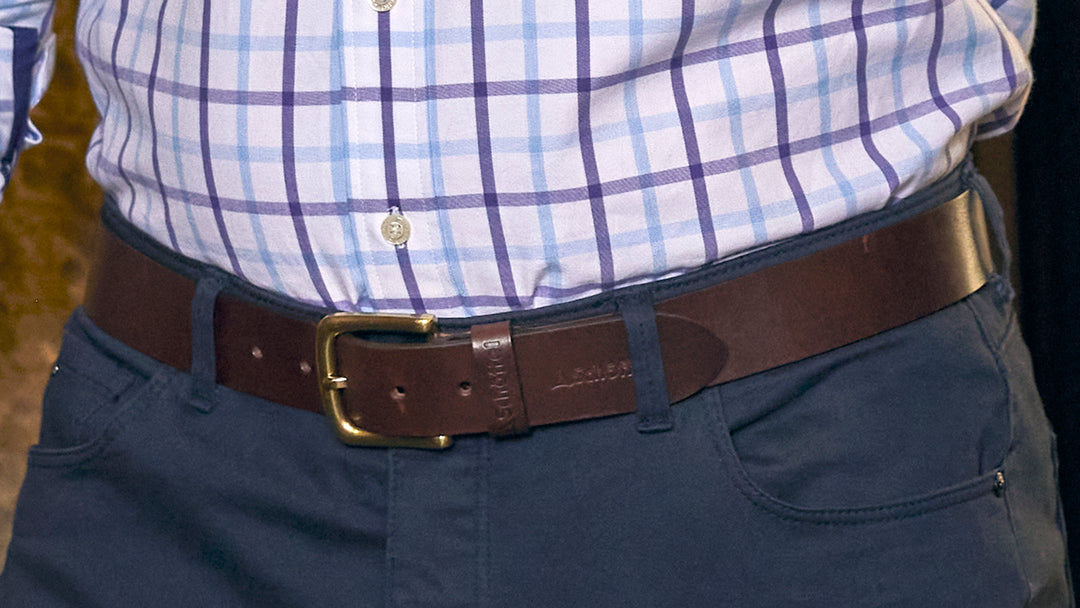 Man wearing brown Schoffel belt