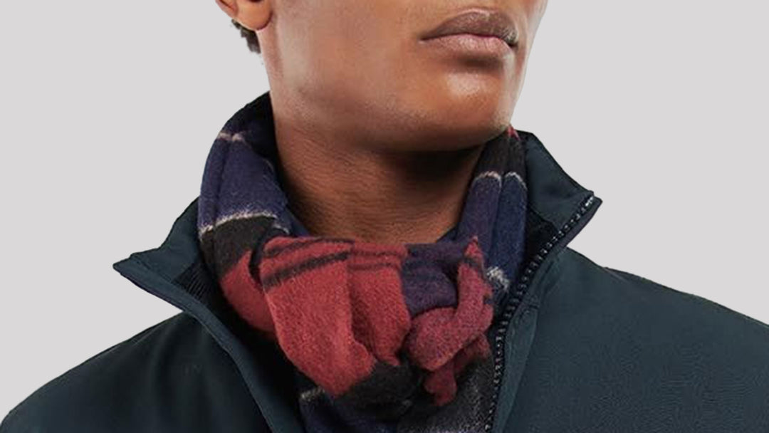 Man wearing a Barbour scarf