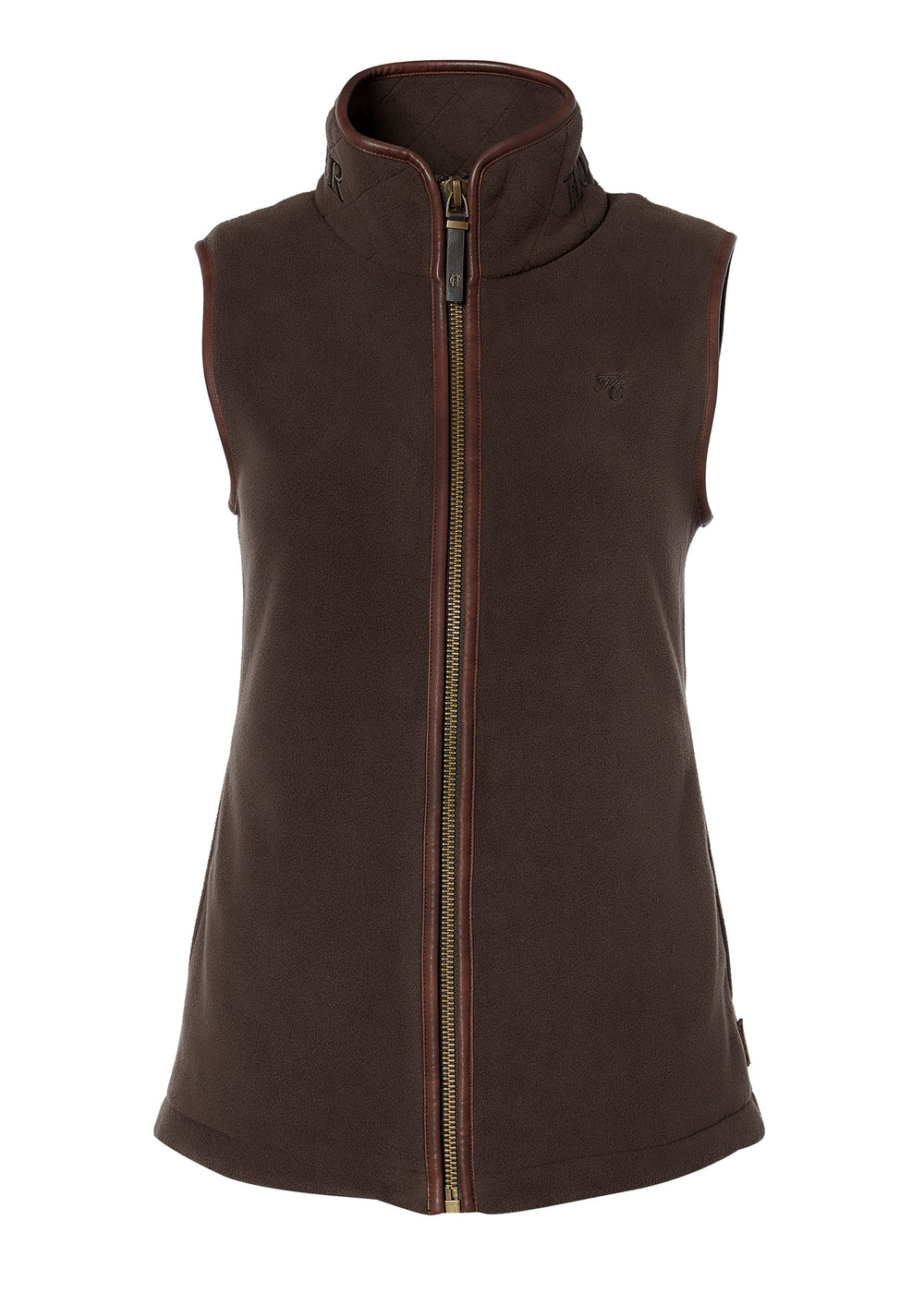 The Holland Cooper Ladies Country Fleece Gilet in chocolate#Chocolate