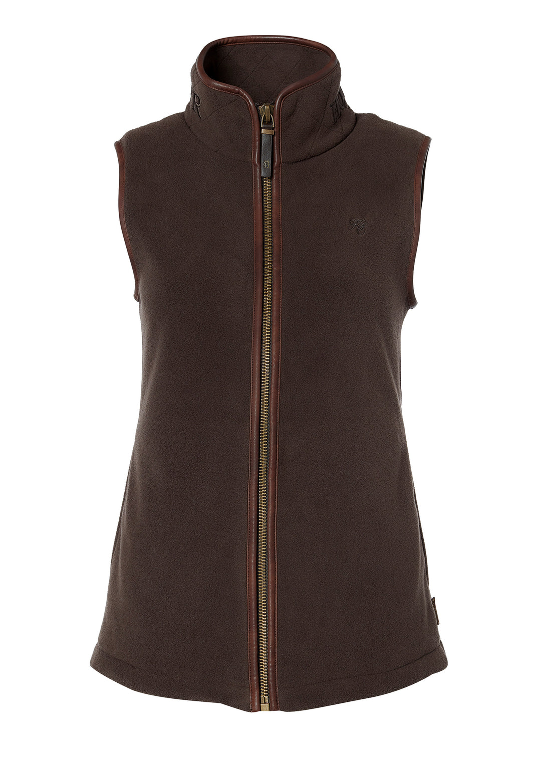 The Holland Cooper Ladies Country Fleece Gilet in chocolate#Chocolate