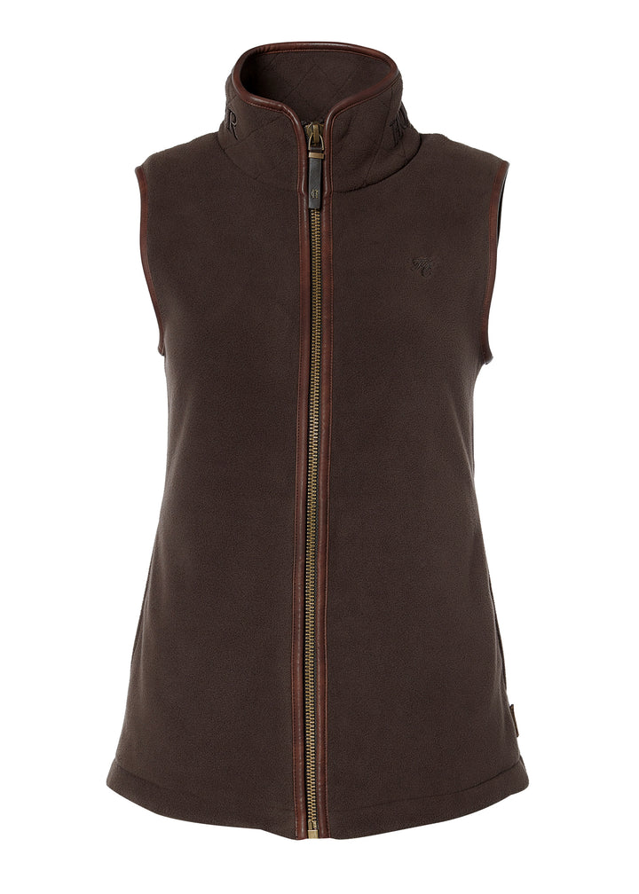 The Holland Cooper Ladies Country Fleece Gilet in chocolate#Chocolate
