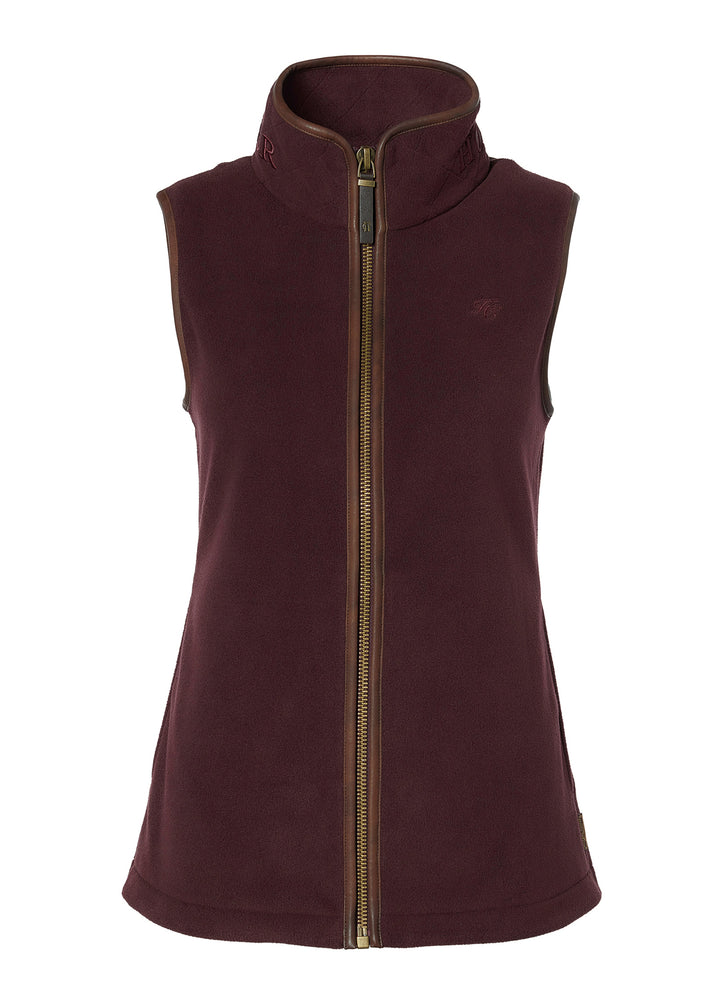 The Holland Cooper Ladies Country Fleece Gilet in Burgundy#Burgundy