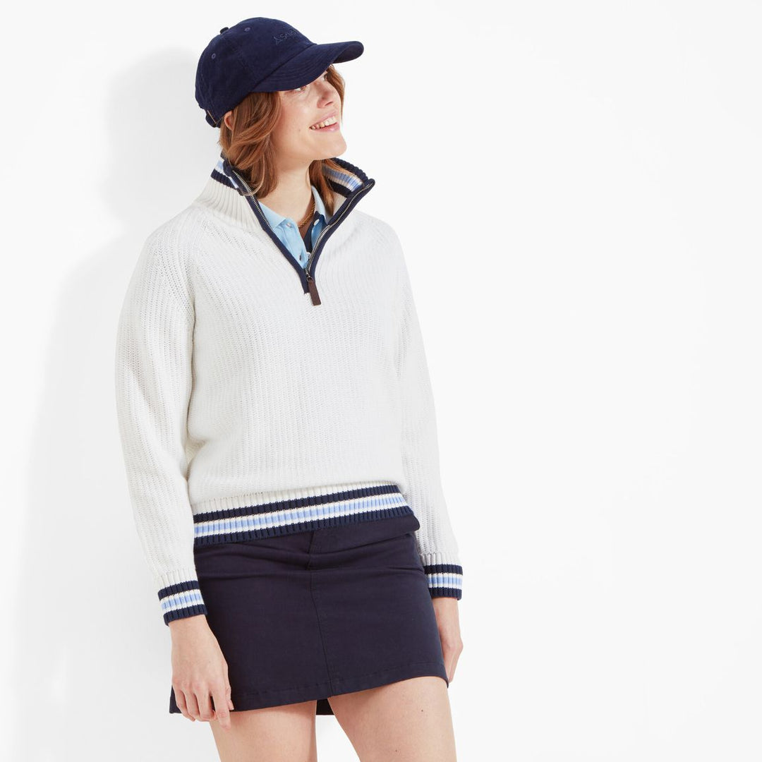 Schoffel Ladies Havelet Bay 1/4 Zip Jumper#White