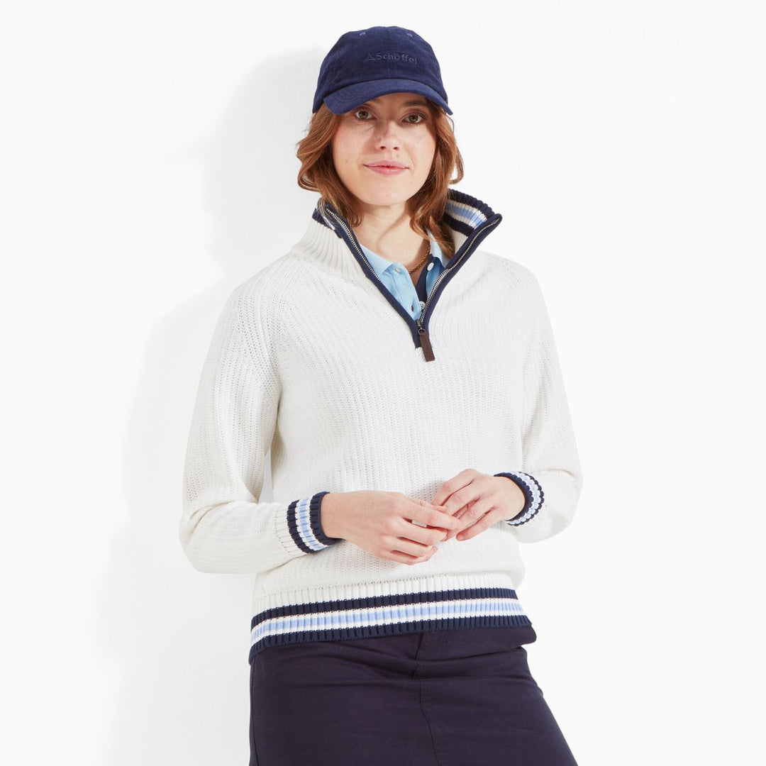 Schoffel Ladies Havelet Bay 1/4 Zip Jumper#White