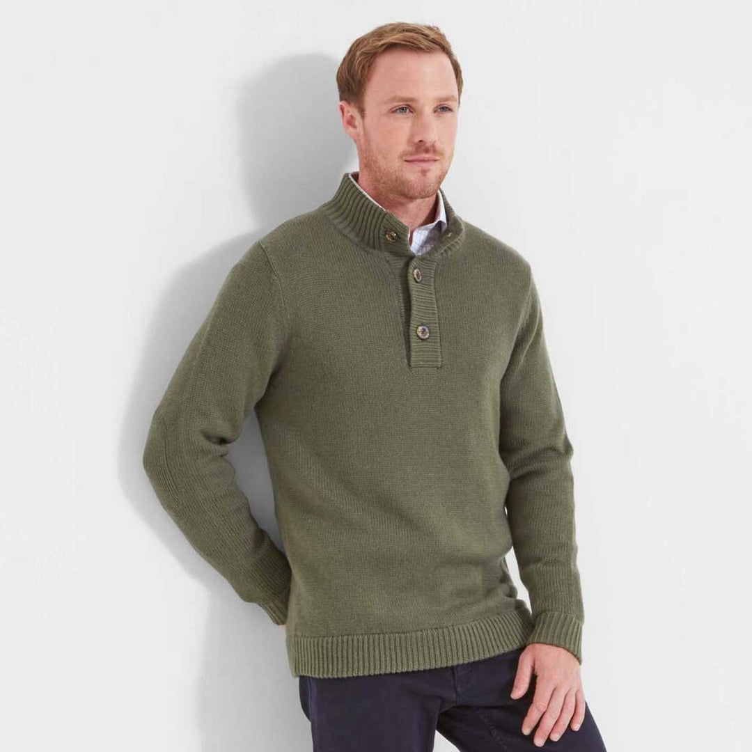 The Schoffel Mens Kenmore Lambswool Mix Jumper in Green#Green