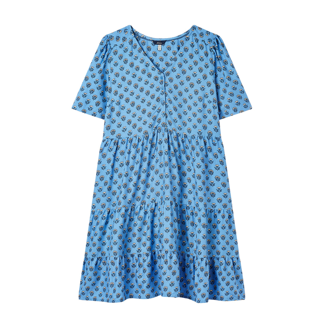The Joules Ladies V Neck Woven Dress in Blue#Blue