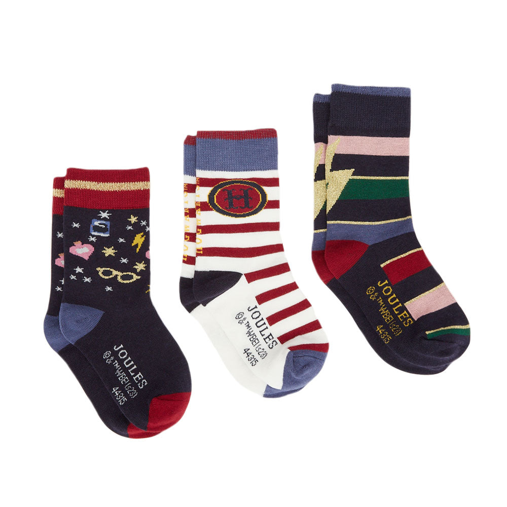 Joules Kids Harry Potter Enchanting Sock Set 3Pk#Multi-Stripe