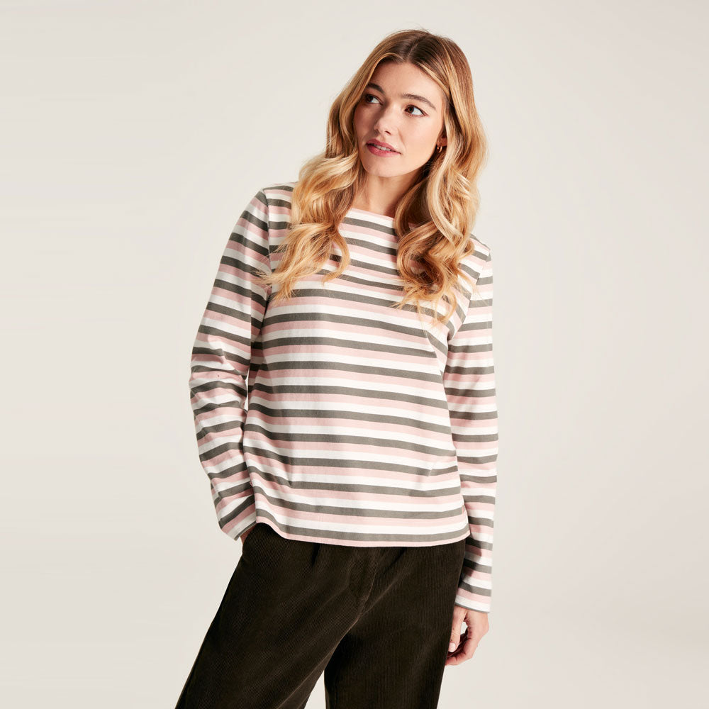 Joules Ladies Harbour Long Sleeve Top#Dusky Pink