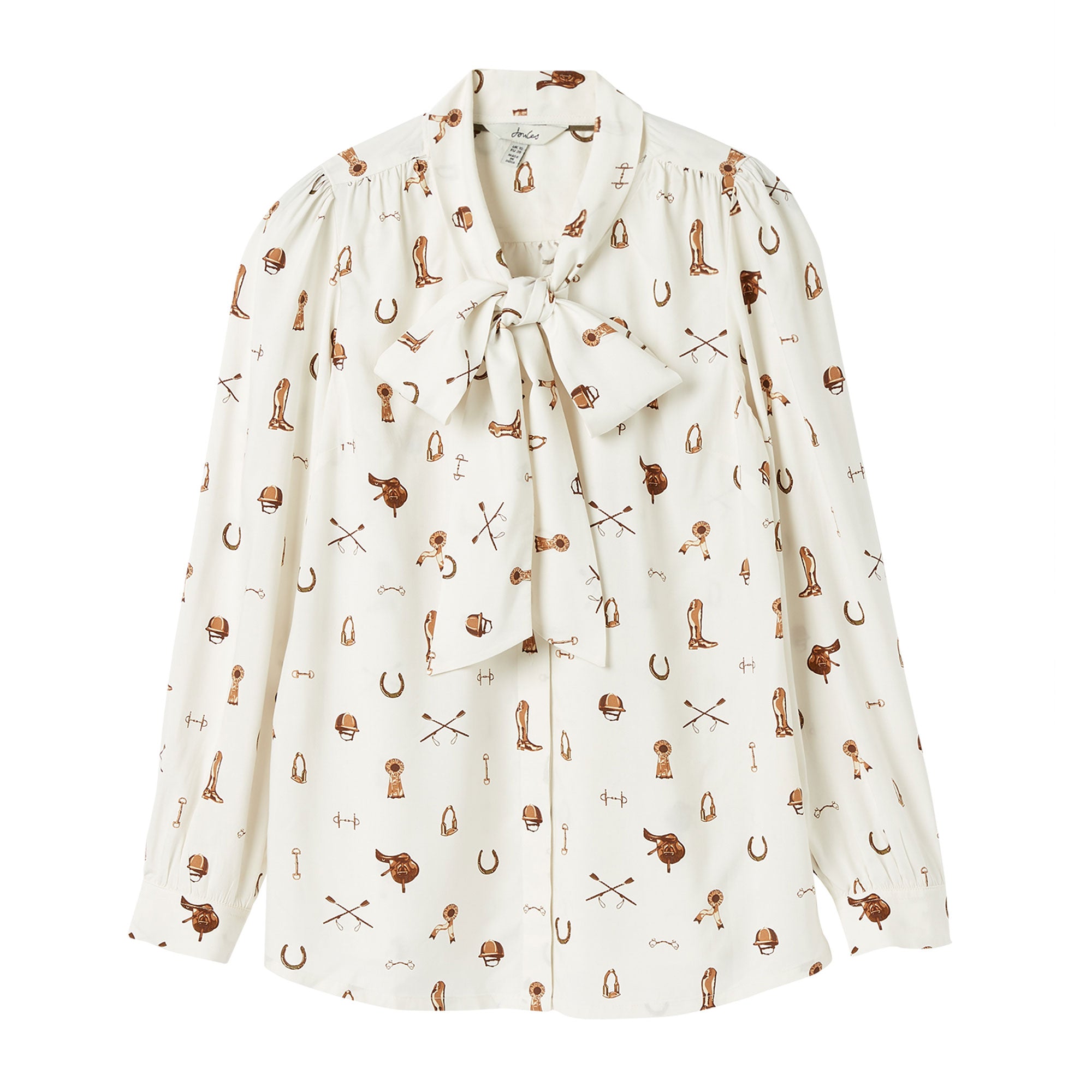 Joules Ladies Everly Equine Print Tie Neck Blouse