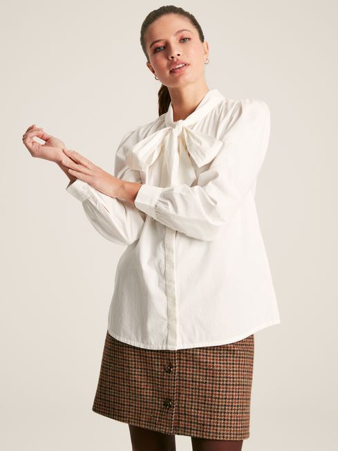 Joules Ladies Everly Plain Tie Neck Blouse