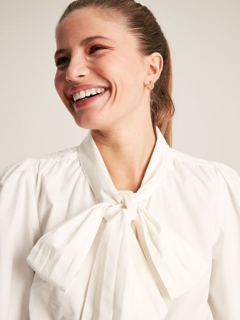 Joules Ladies Everly Plain Tie Neck Blouse