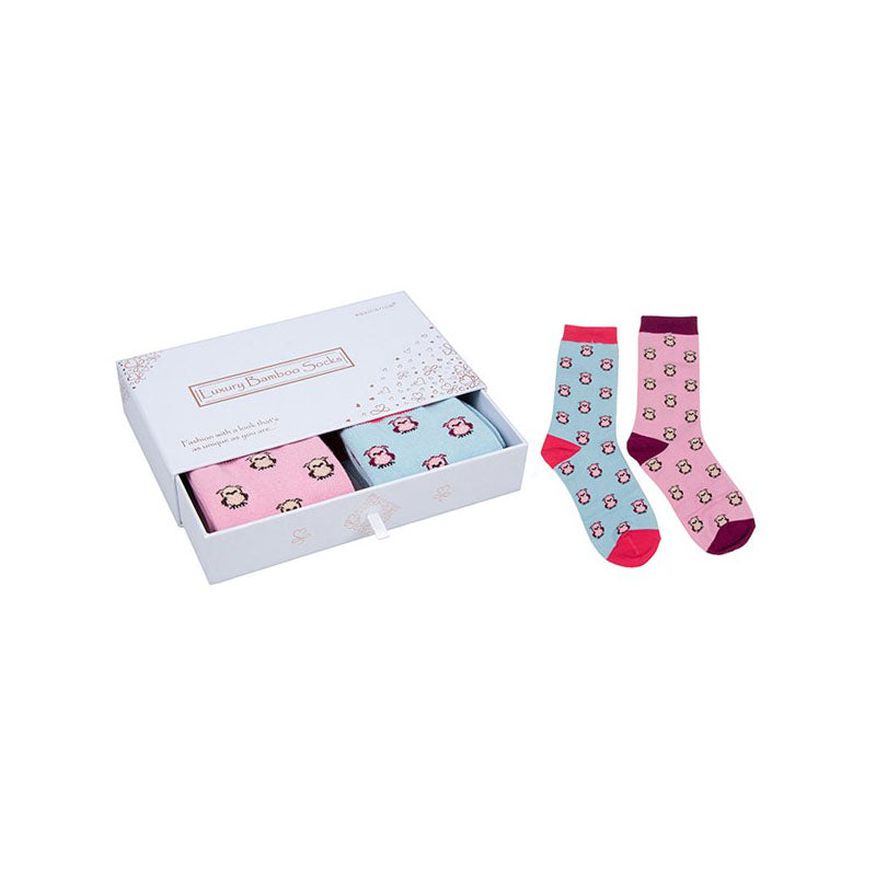 Ladies Bamboo Socks Gift Box Owl