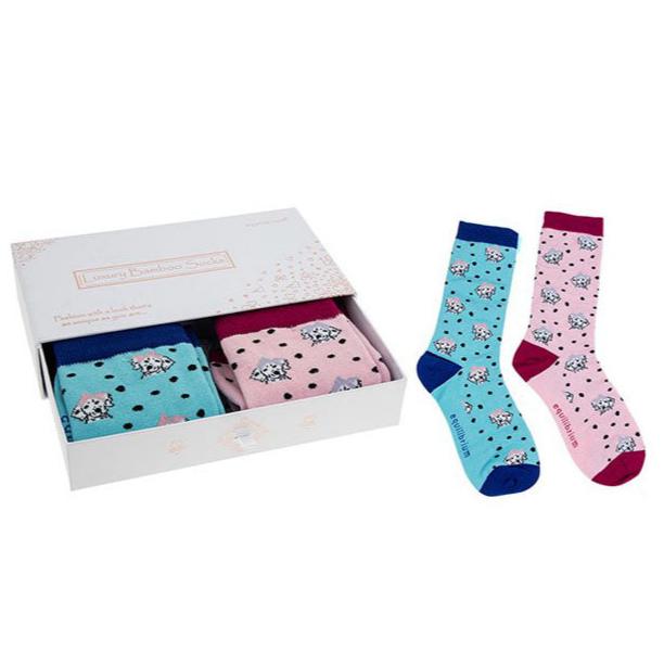 Ladies Dalmatian Luxury Bamboo Socks Gift Box