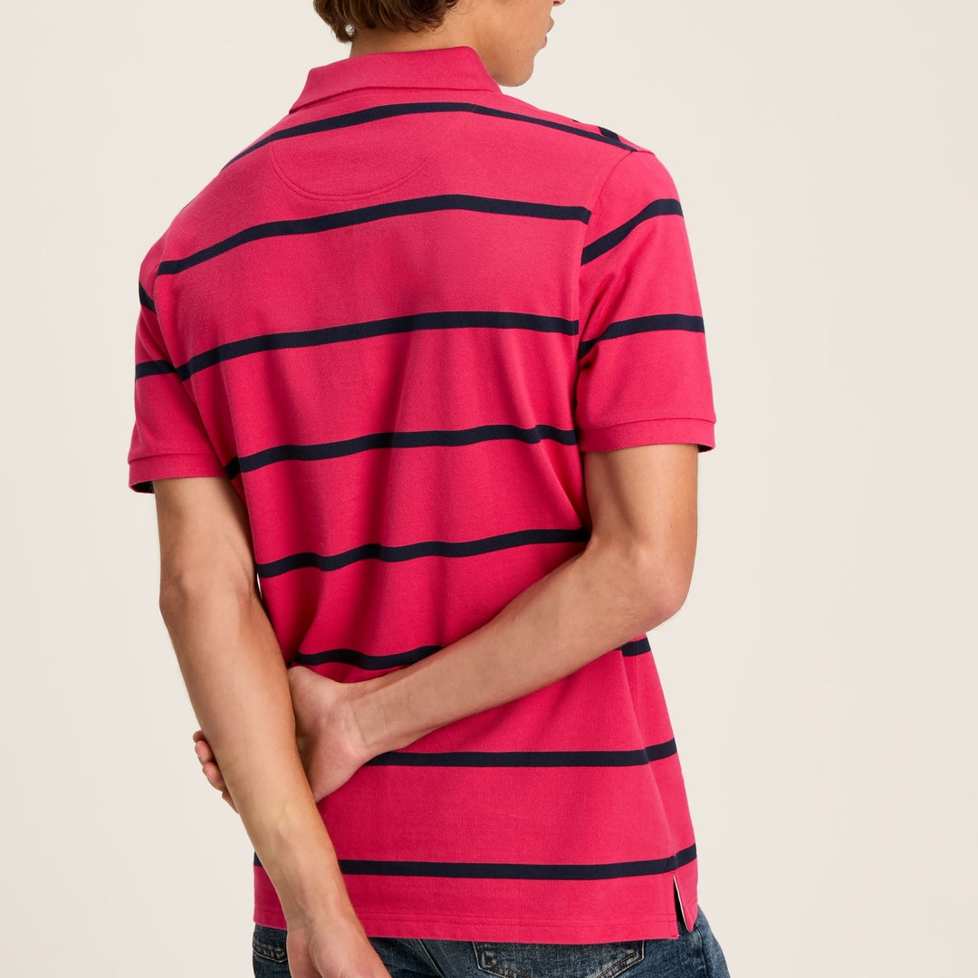 The Joules Mens Filbert Polo Shirt in Pink Stripe#Pink Stripe