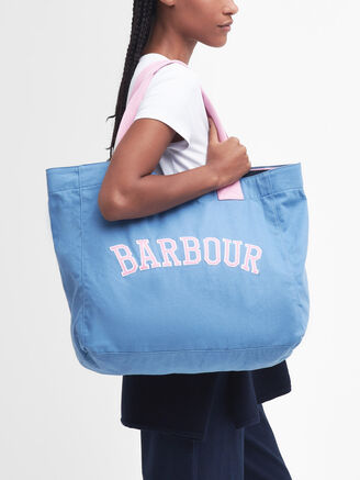 Barbour Logo Holiday Tote Bag#Blue