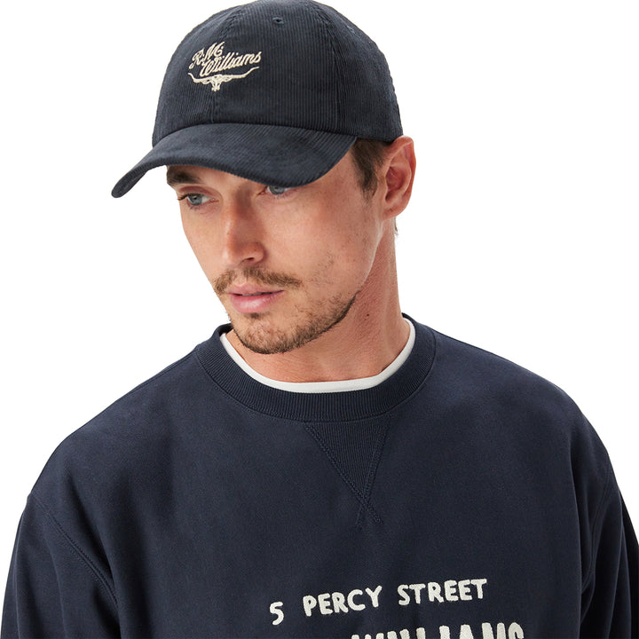 R M Williams Mens Script Longhorn Cord Cap