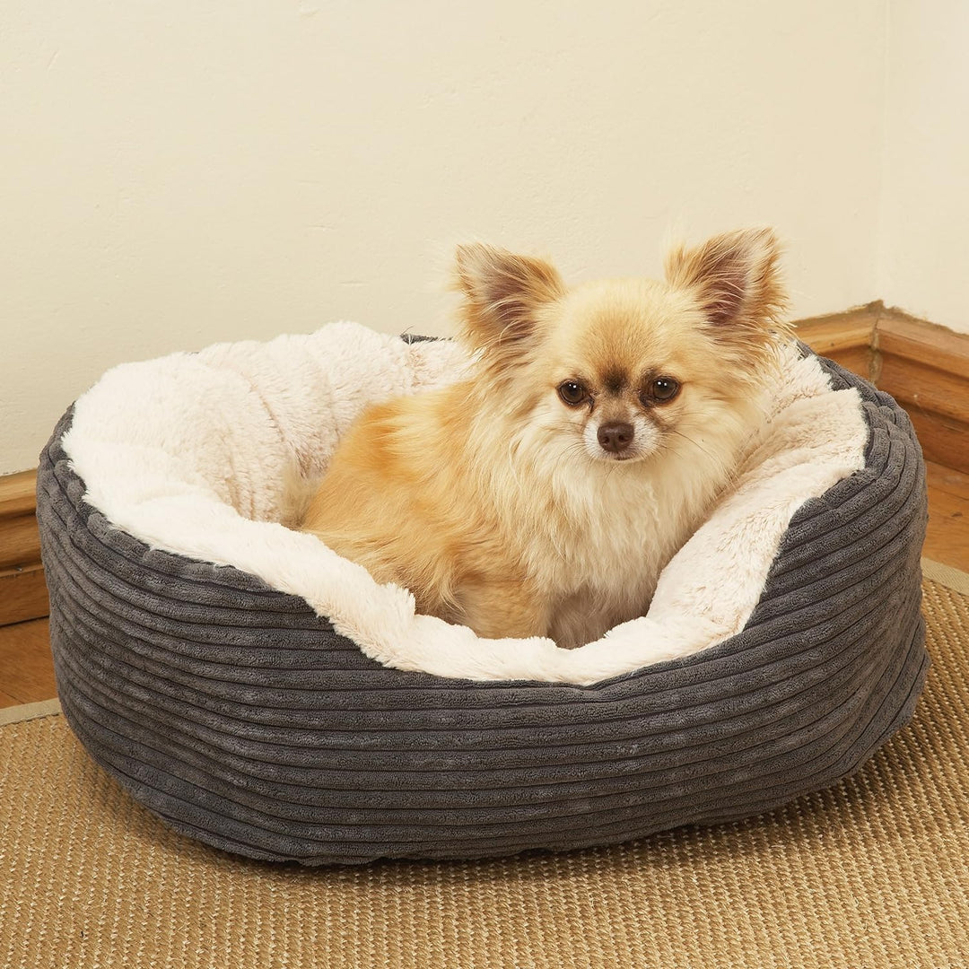 Rosewood Jumbo Cord Dog Bed with Fleece#Grey