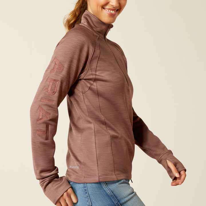 Ariat Ladies Tek Team 1/2 Zip Sweatshirt Brown Detail