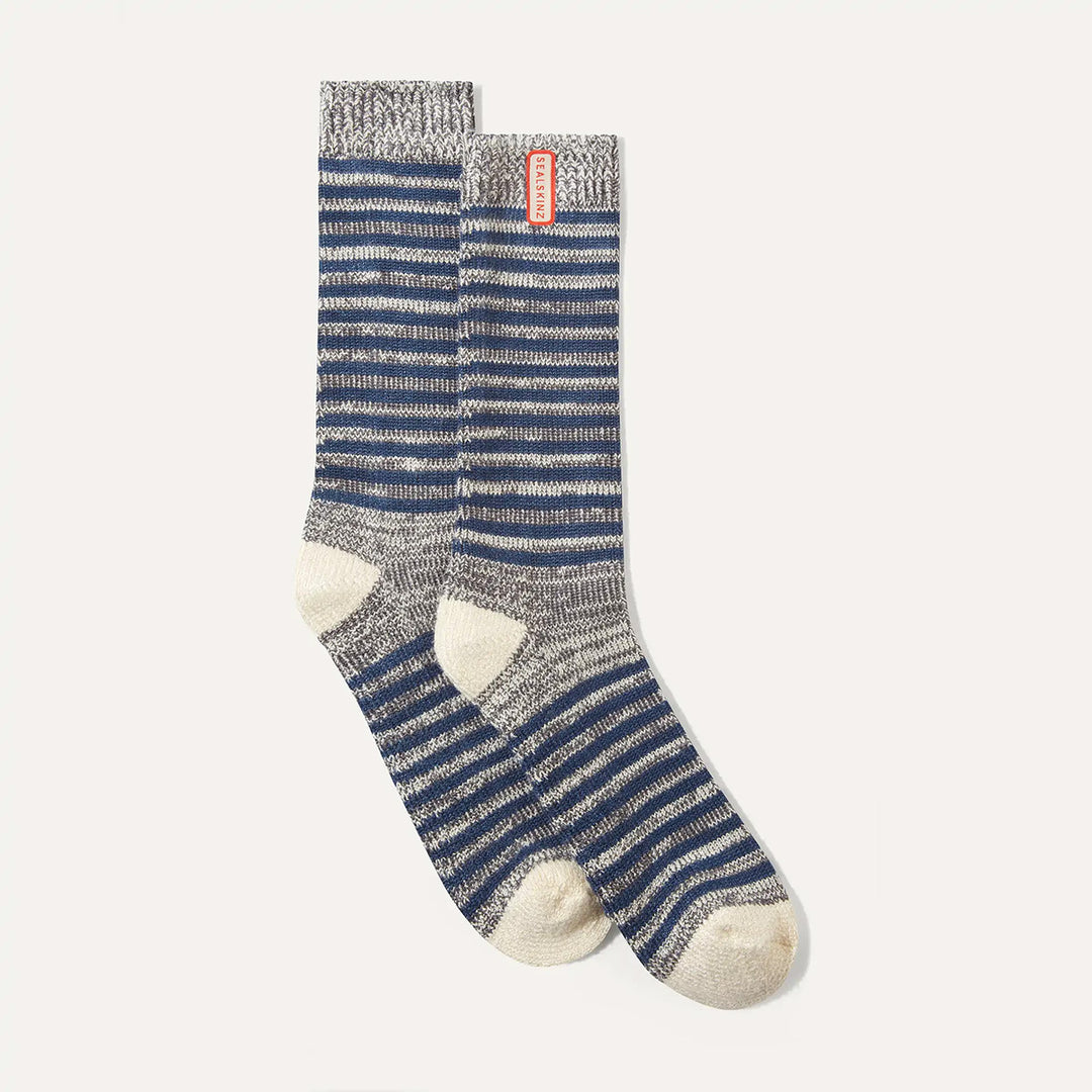 Sealskinz Men's Attleborough Bamboo Mid Length Lightweight Stripe Sock