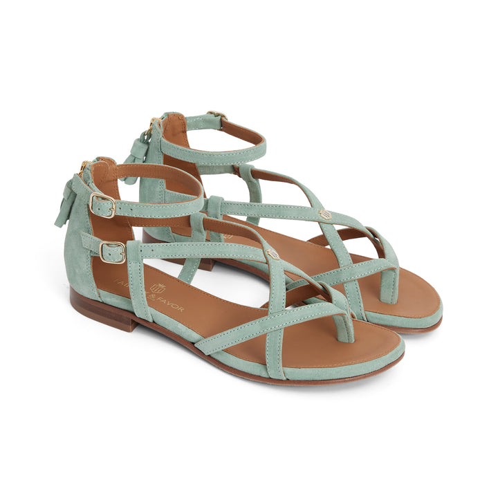 Fairfax & Favor Ladies Limited Edition Mint Suede Brancaster Sandal