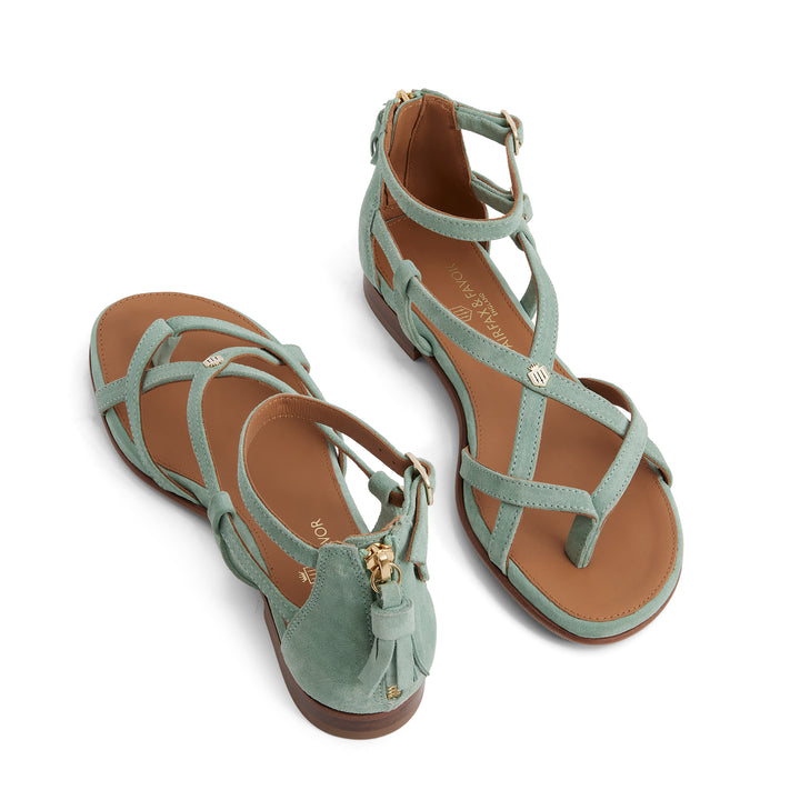 Fairfax & Favor Ladies Limited Edition Mint Suede Brancaster Sandal
