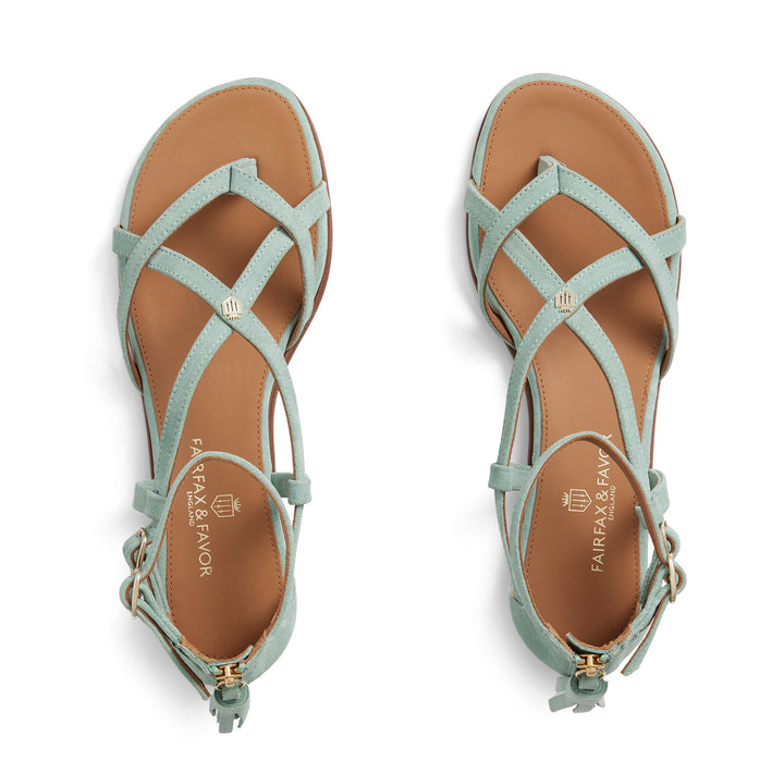 Fairfax & Favor Ladies Limited Edition Mint Suede Brancaster Sandal