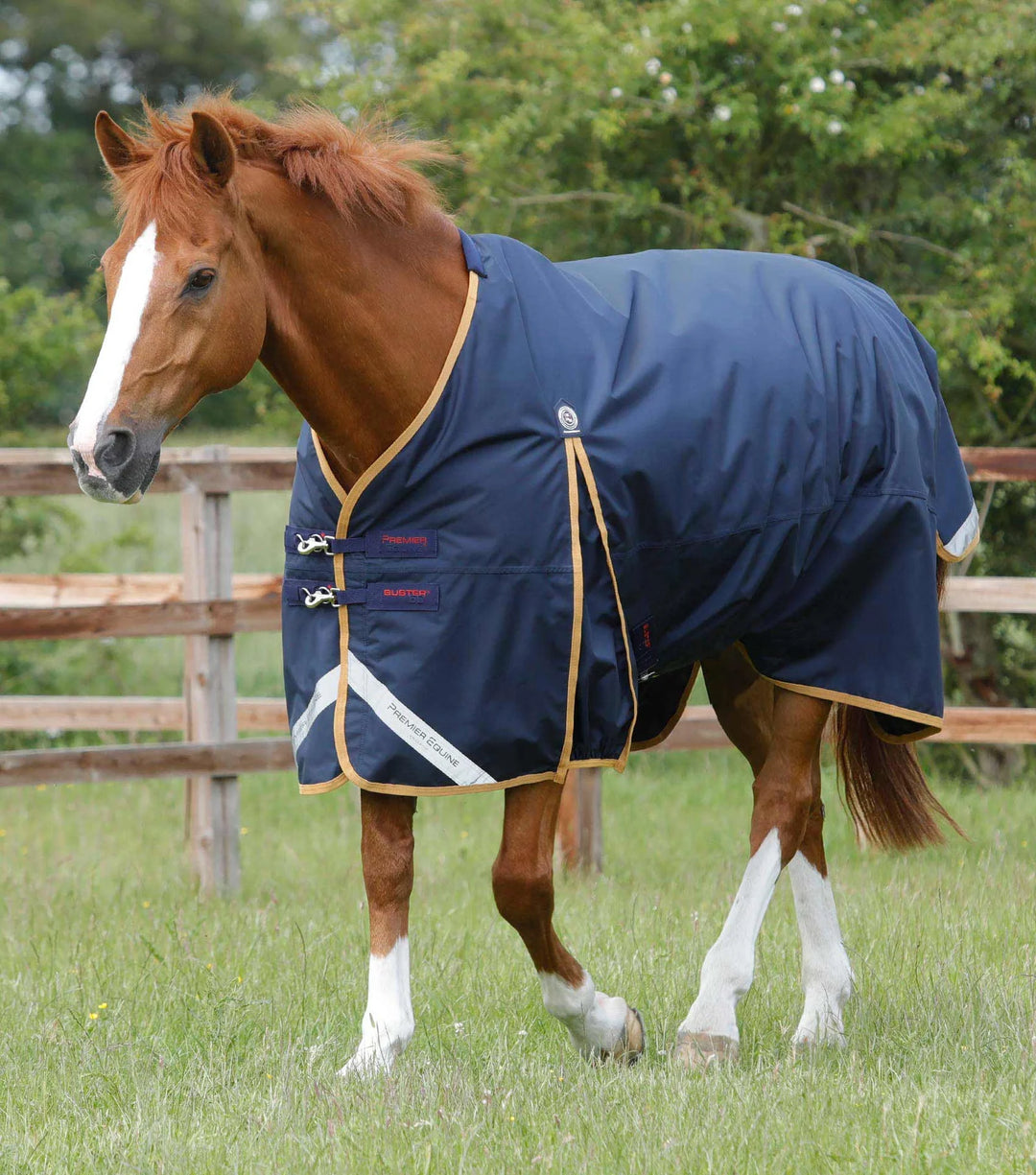 The Premier Equine Buster Original 50g Standard Neck Turnout Rug in Navy#Navy