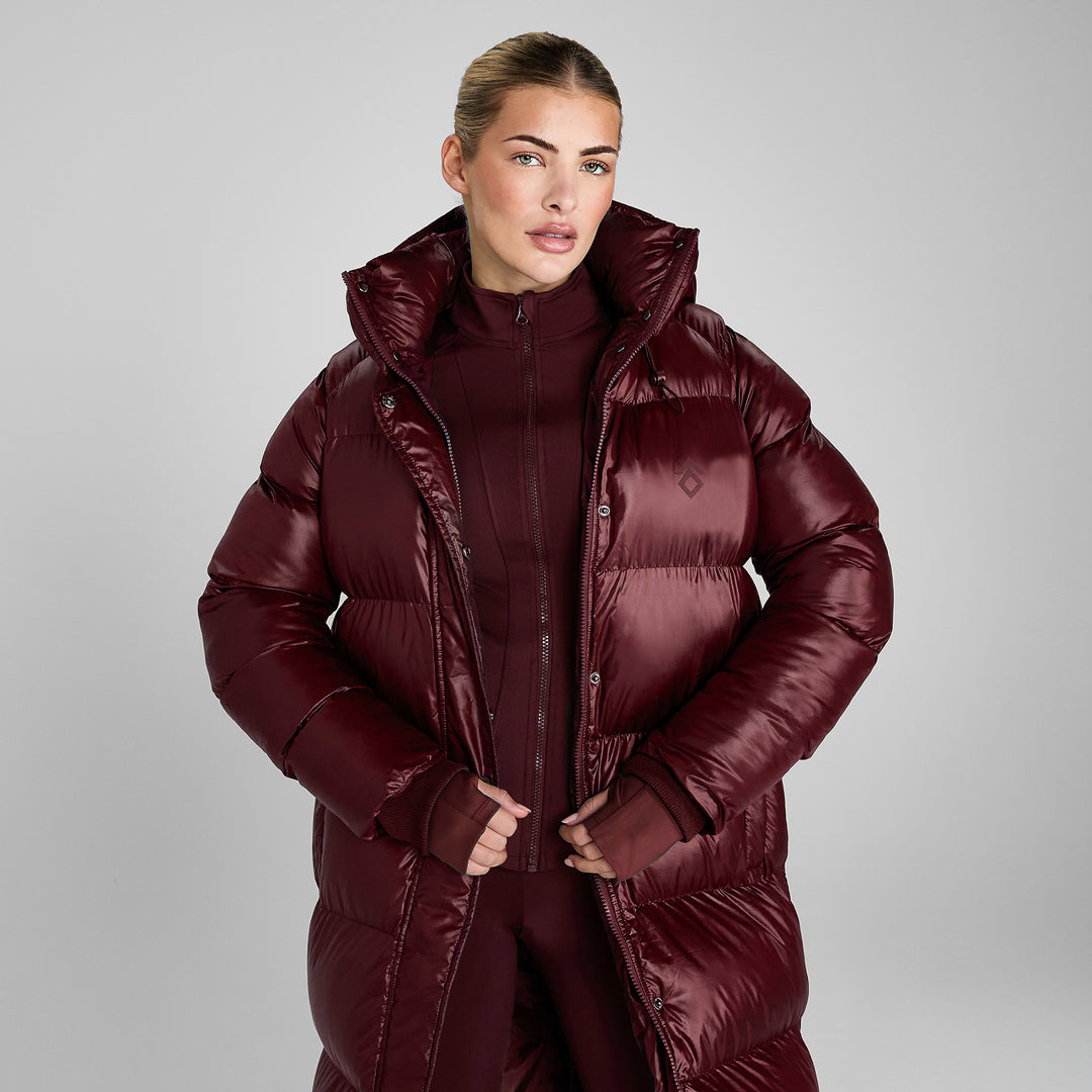 Aztec Diamond Ladies Heavy Quilted Long Puffer