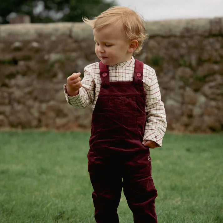 Eleanor Charles Childs Cord Dungarees - Burgundy