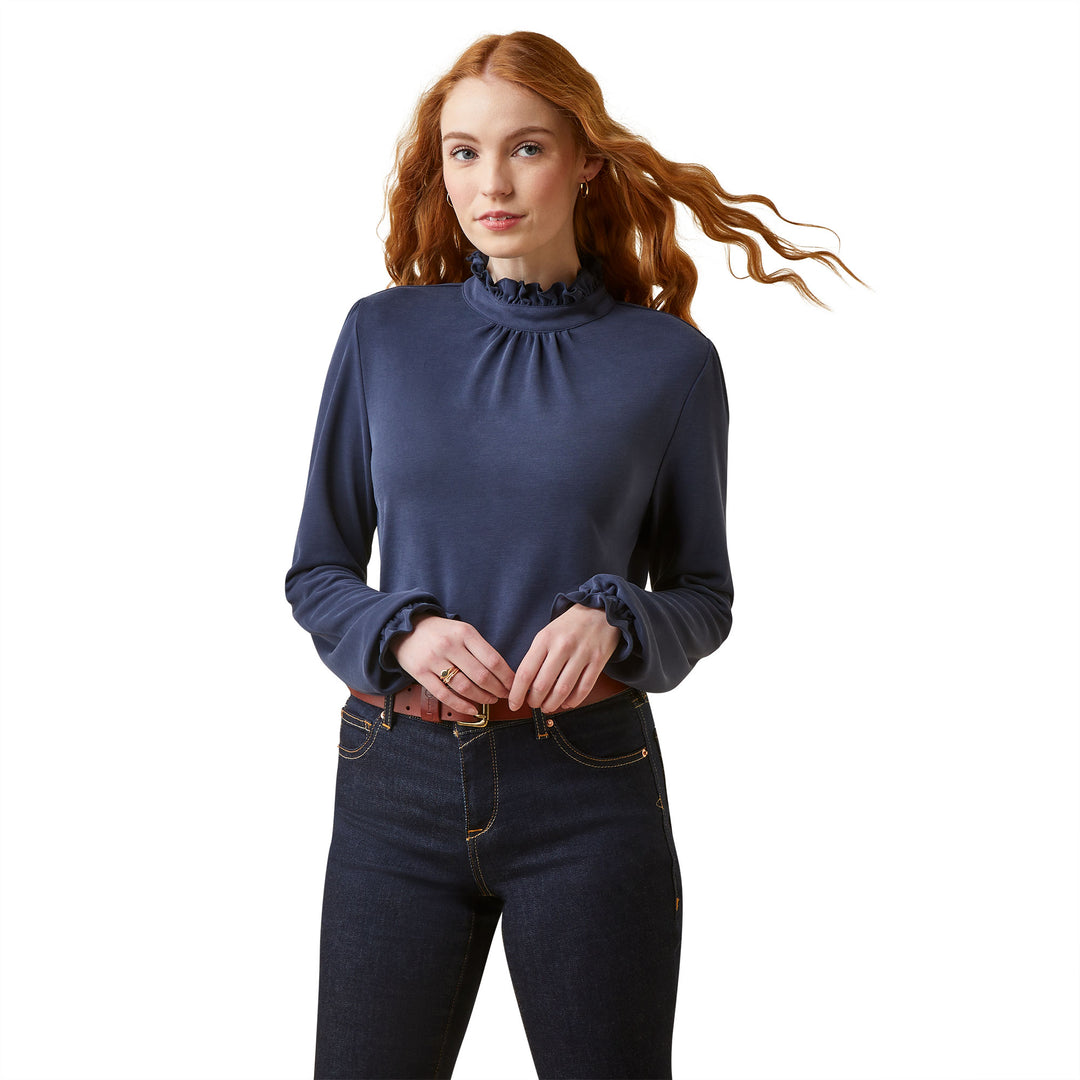The Ariat Ladies Inverness Long Sleeve Top in Navy#Navy