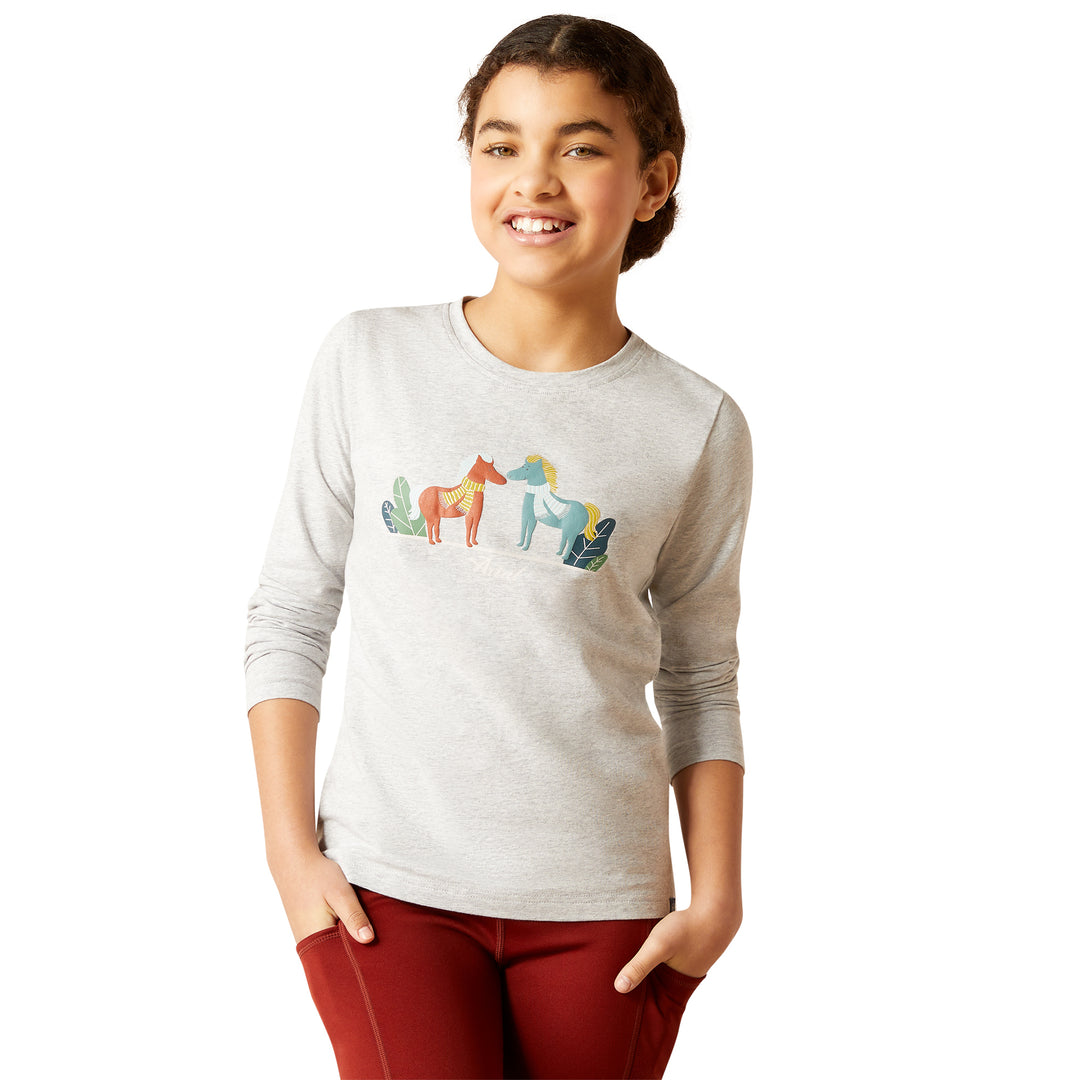 The Ariat Youth Winter Fashions Long Sleeve T Shirt in Light Grey#Light Grey