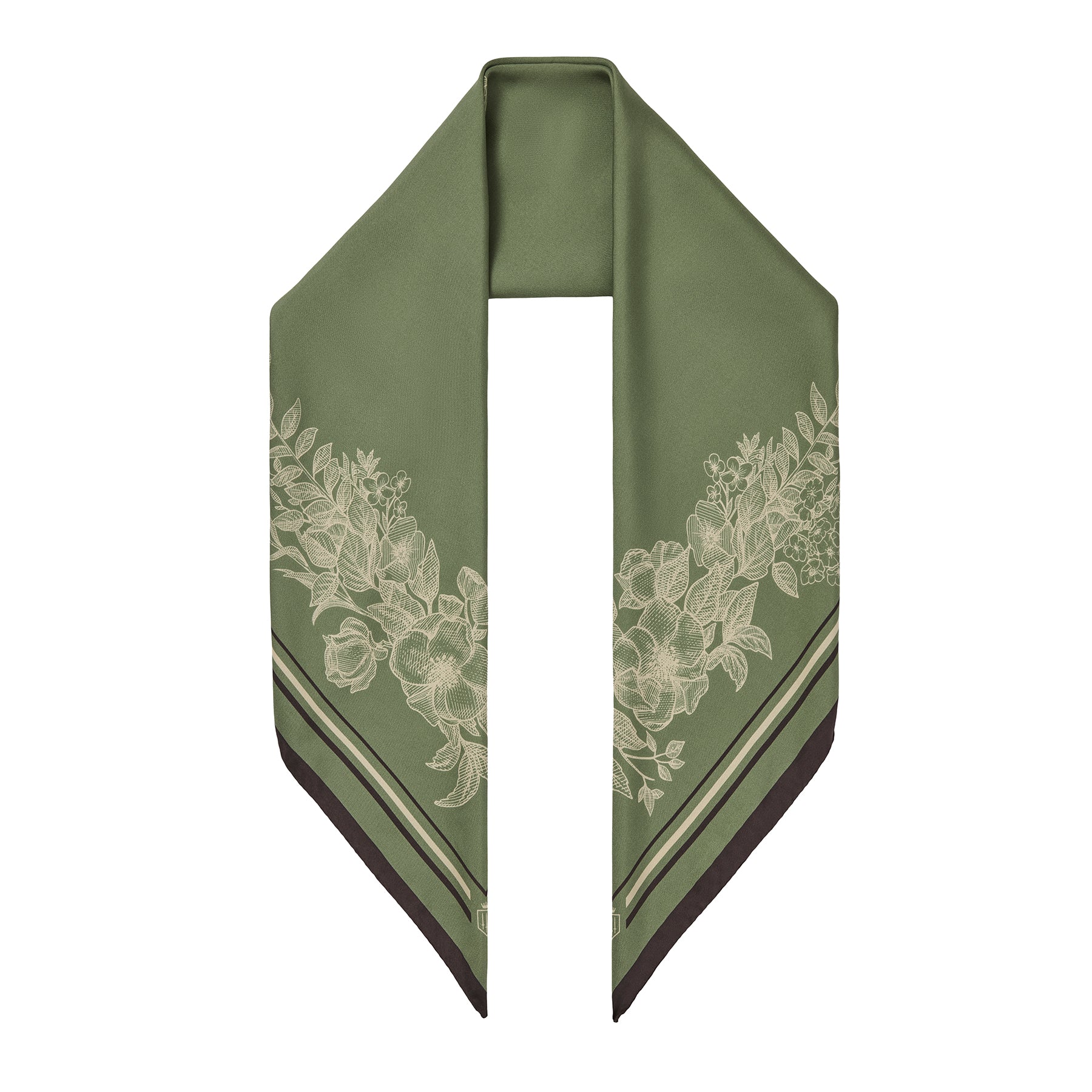 Fairfax & Favor Ladies Mannington Silk Scarf - Green/Off White