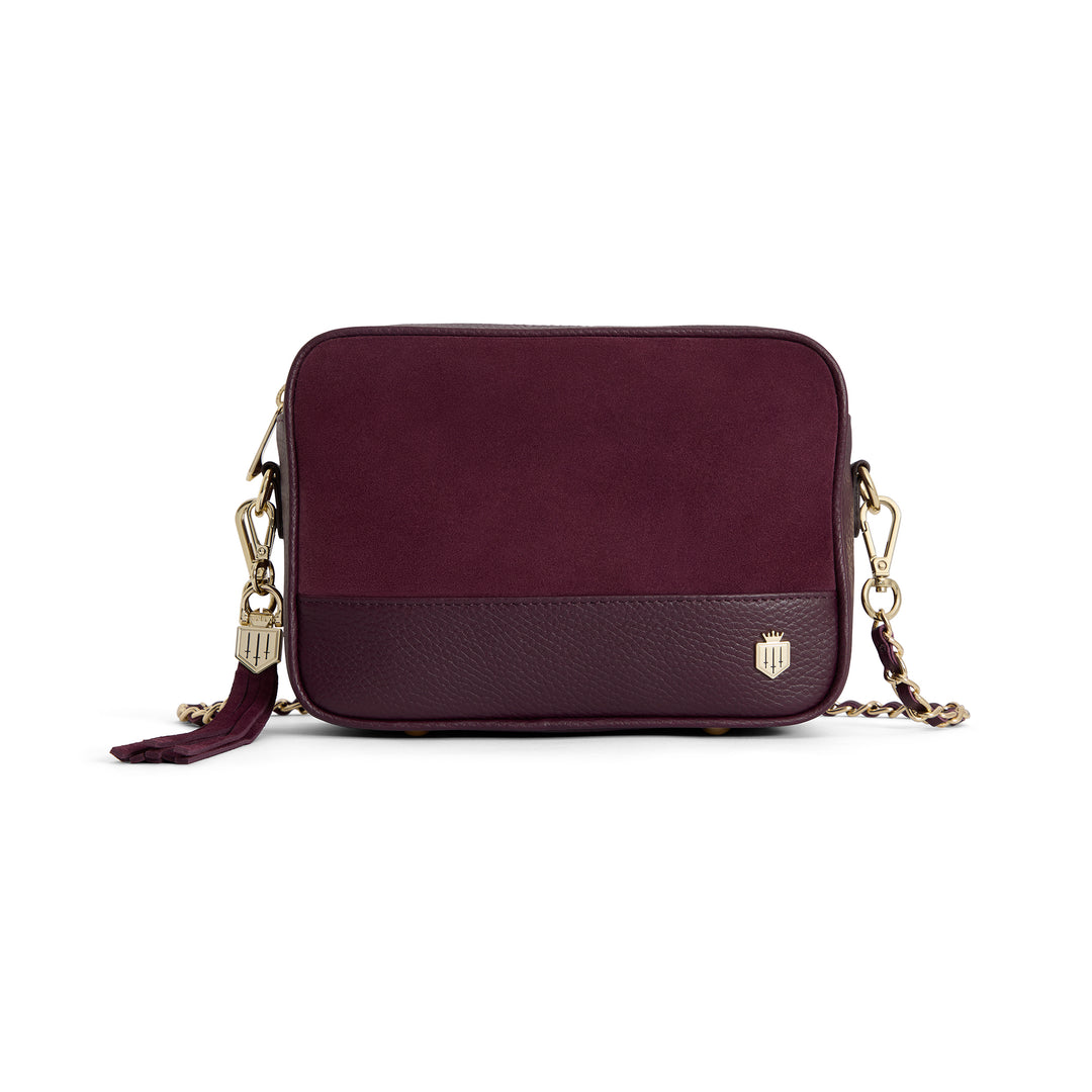 Fairfax & Favor Premium Stockist Exclusive Elderberry Suede Finsbury Cross Body Bag