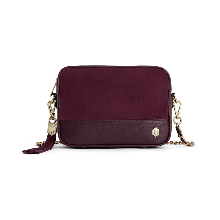 Fairfax & Favor Premium Stockist Exclusive Elderberry Suede Finsbury Cross Body Bag