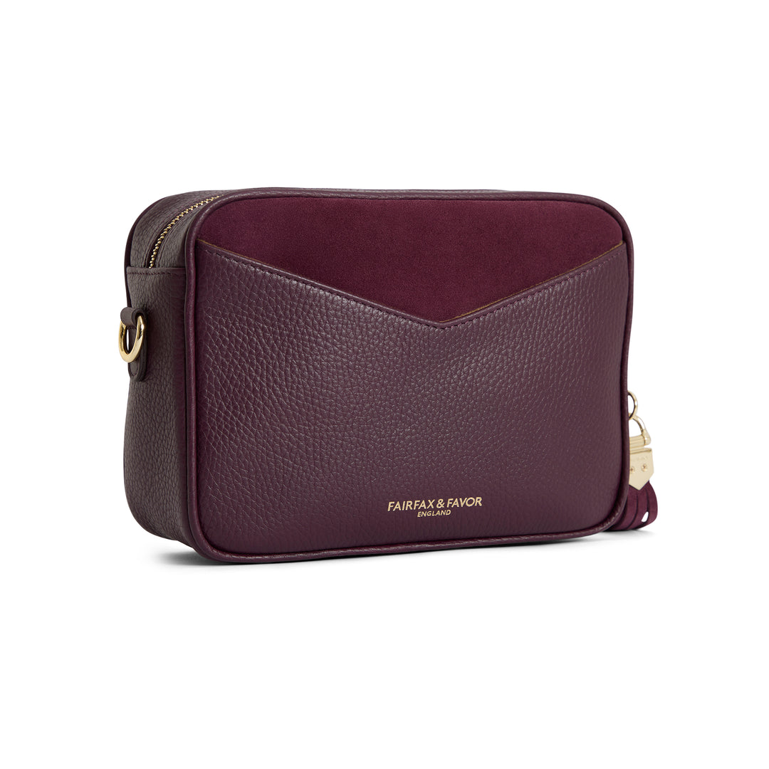 Fairfax & Favor Premium Stockist Exclusive Elderberry Suede Finsbury Cross Body Bag