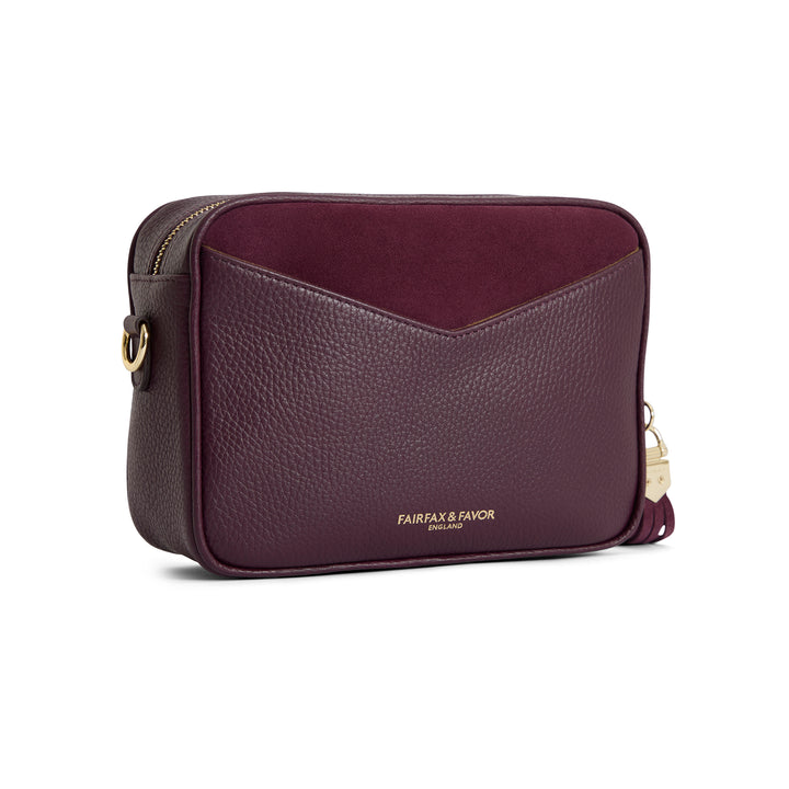 Fairfax & Favor Premium Stockist Exclusive Elderberry Suede Finsbury Cross Body Bag