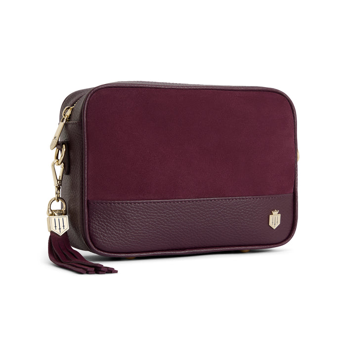 Fairfax & Favor Premium Stockist Exclusive Elderberry Suede Finsbury Cross Body Bag