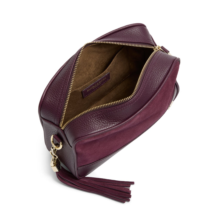 Fairfax & Favor Premium Stockist Exclusive Elderberry Suede Finsbury Cross Body Bag