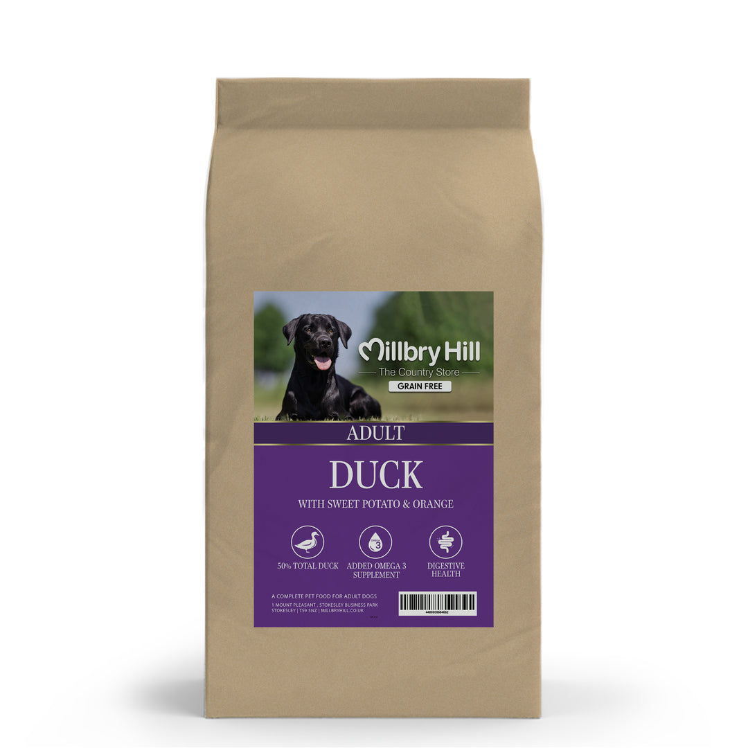 Millbry Hill Grain Free Adult Dog Duck, Sweet Potato & Orange Dog Food 2kg