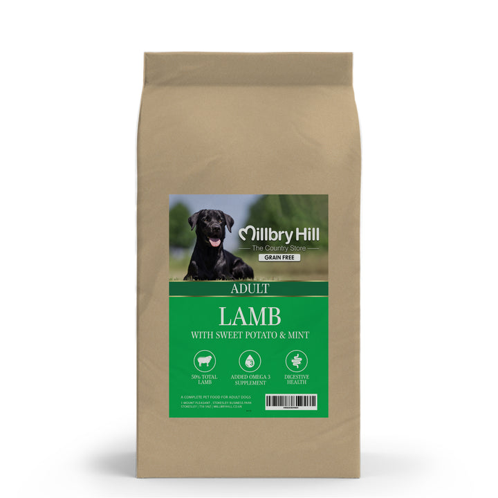 Millbry Hill Grain Free Adult Dog Food with Lamb, Sweet Potato & Mint 2kg