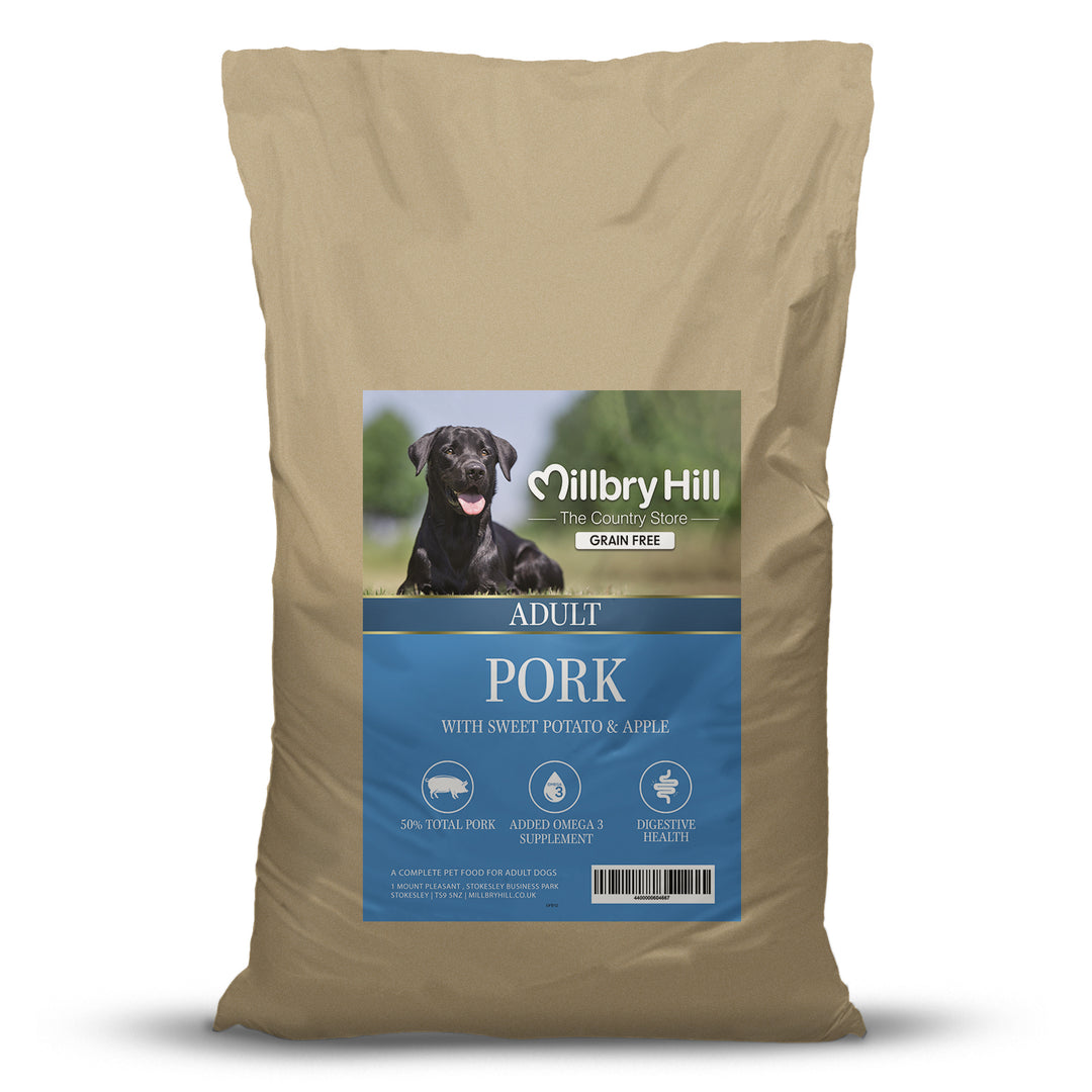 Millbry Hill Grain Free Adult Dog Food with Pork Sweet Potato & Apple 12kg