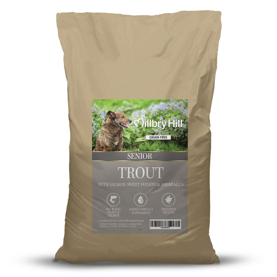 Millbry Hill Grain Free Senior Adult Dog Food with Trout, Salmon, Sweet Potato & Asparagus