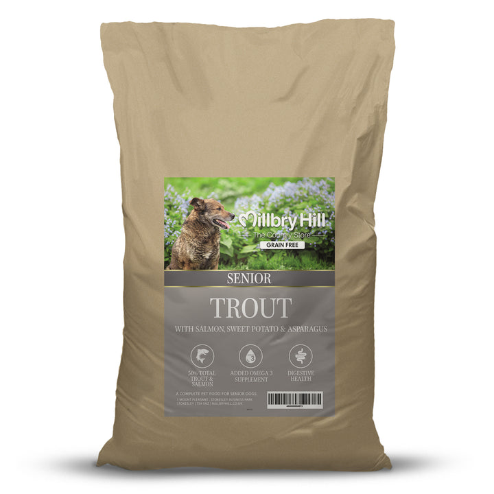 Millbry Hill Grain Free Senior Adult Dog Food with Trout, Salmon, Sweet Potato & Asparagus