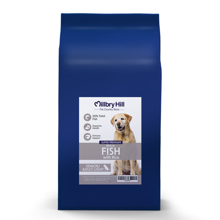 Millbry Hill Super Premium Senior/Light Dog Food with Fish & Rice 10kg