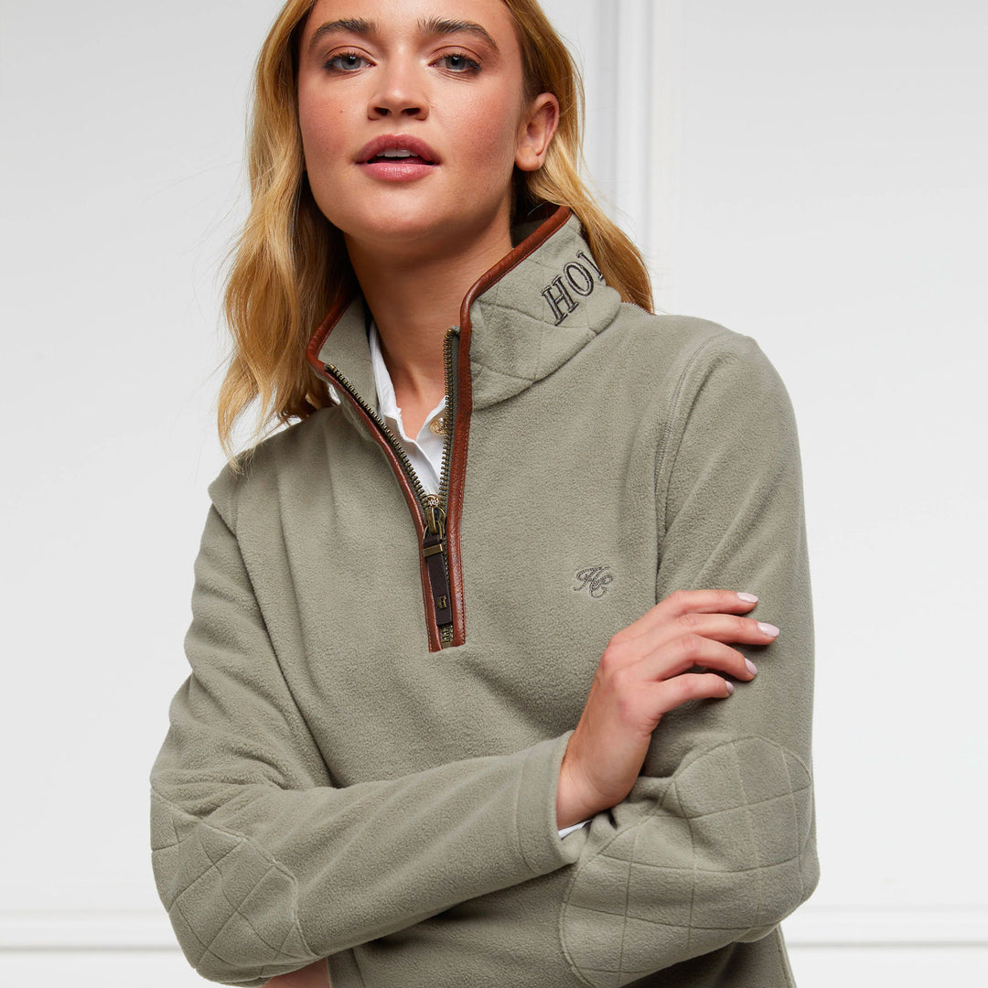 Holland Cooper Ladies Country Fleece Half Zip in Sage#Light Green