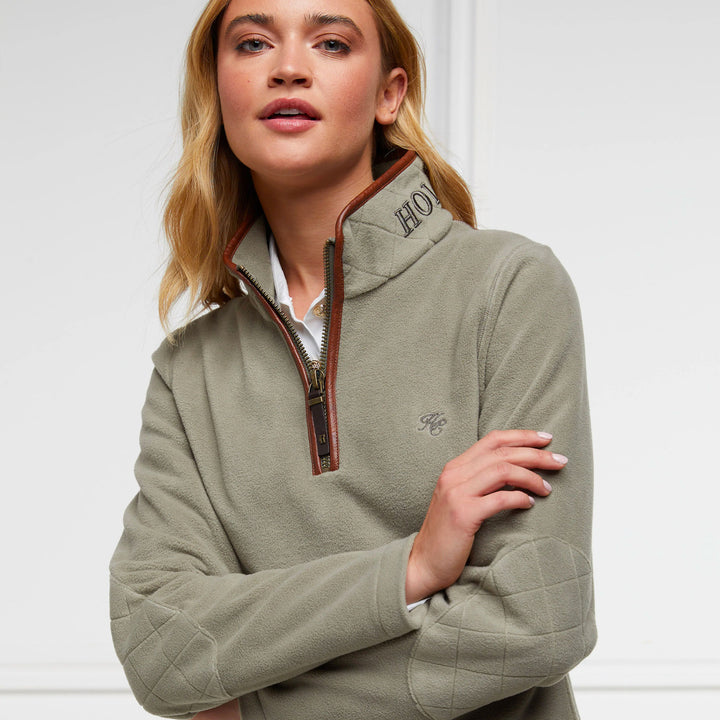 Holland Cooper Ladies Country Fleece Half Zip in Sage#Light Green