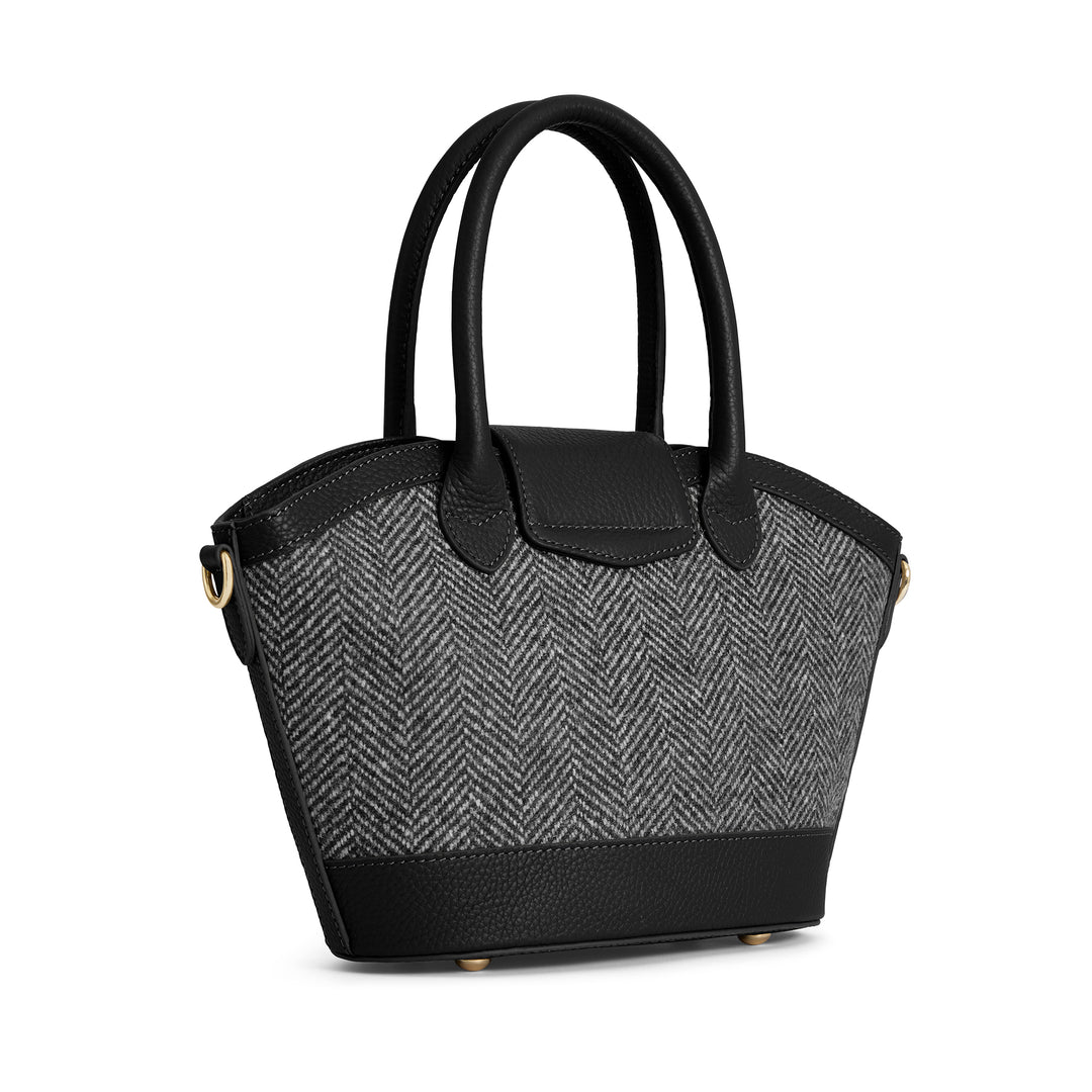 Fairfax & Favor Ladies Herringbone Black Leather Mini Windsor Tote
