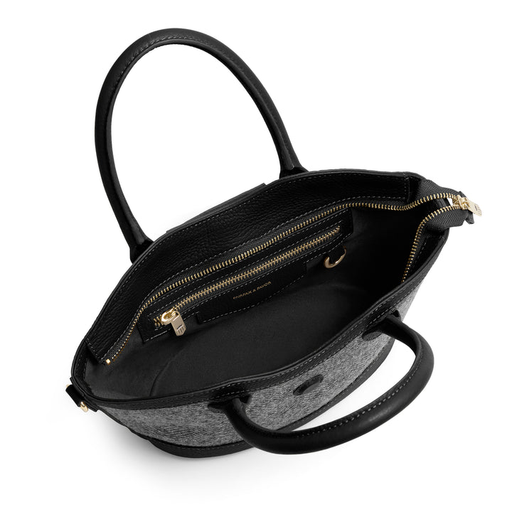 Fairfax & Favor Ladies Herringbone Black Leather Mini Windsor Tote