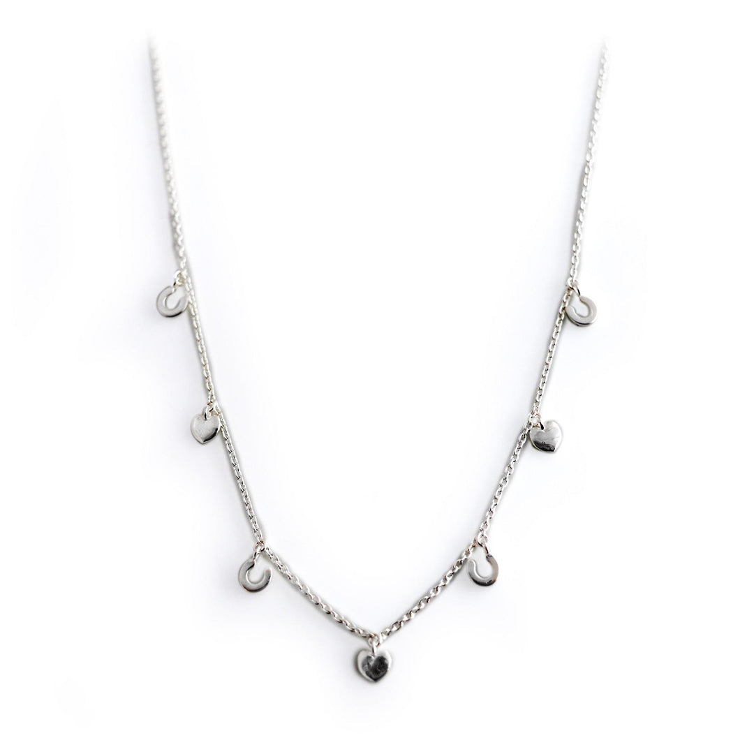 Hiho Silver Exclusive Sterling Silver Dinky Hearts and Horseshoes Necklace