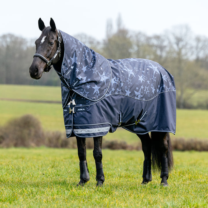 LeMieux Arika Star 100g Detach-A-Neck Turnout Rug Navy